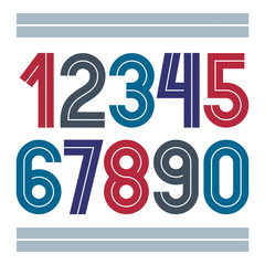 Poster - Set of vector numbers made with white lines, can be used for logo creation in public relations business.