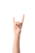 © LIGHTFIELD STUDIOS - cropped view of woman showing cyrillic letter in deaf and dumb language isolated on white