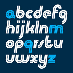 Poster - Vector script, cool bold italic alphabet letters set made with white lines, for use as design elements for press and blogging