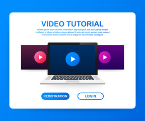 Poster - Mock-up design website flat design concept video tutorial. Vector illustration