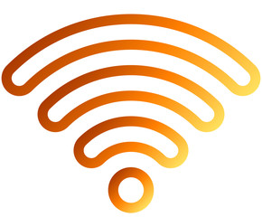 Wifi symbol icon - orange outlined rounded gradient, isolated - vector