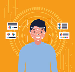 Poster - man face scan biometric digital technology