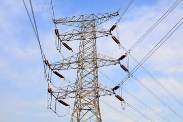 electric tower under the blue sky