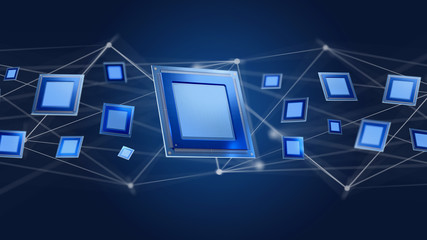 Poster - Processor chip and network connection - 3d render