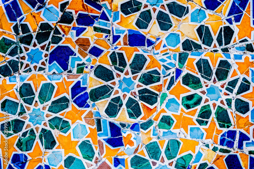 Cuadros en Lienzo Céramiques mosaïques, art de Gaudi, Parc Guell de Barcelone