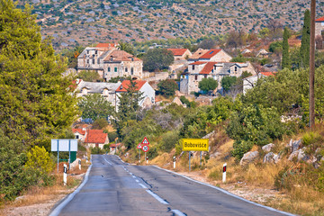 Scenic road of Brac island and Bobovisce village view