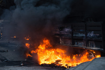 Wall Mural - Riots, fire in the city