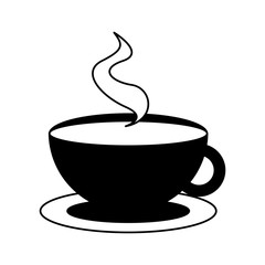 Sticker - hot coffee cup on white background