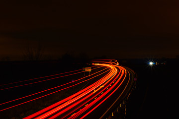 traffic on highway at night long exposure