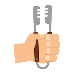 Poster - hand holding tongs utensil