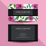 Fototapeta  - Beautiful Watercolor Flower Business Card Template Design