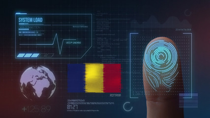 Wall Mural - Finger Print Biometric Scanning Identification System. Romania Nationality