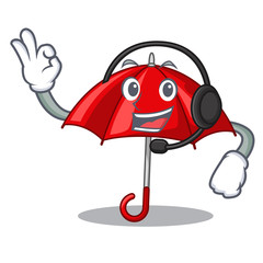 Poster - With headphone red umbrella in shape cartoon funny