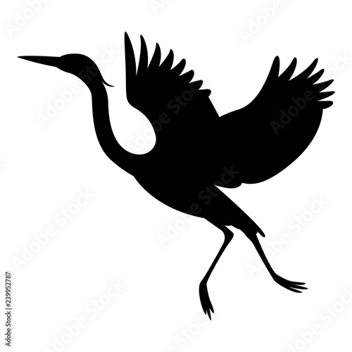 Fotomural heron flying, vector illustration , black silhouette
