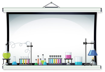 Canvas Print - Projector screen with laboratory equipment