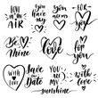 Vector set of hand lettering with love motivational phrases. Calligraphy inspirational quotes collection for valentine's day.
