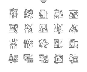 Poster - Artistic Studio Well-crafted Pixel Perfect Vector Thin Line Icons 30 2x Grid for Web Graphics and Apps. Simple Minimal Pictogram
