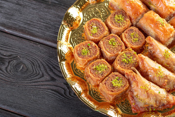 Wall Mural - Homemade baklava with nuts and honey syrup