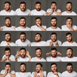 Collage of young man expressions and emotions
