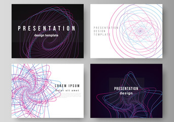 Poster - Vector illustration of the editable layout of the presentation slides design business templates. Random chaotic lines that creat real shapes. Chaos pattern, abstract texture. Order vs chaos concept.