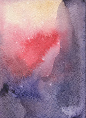  Watercolor background image. Abstract composition, symbolizing the deep space, constellations, nebulae.
