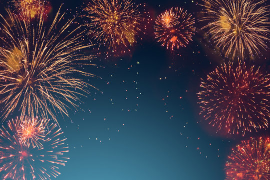 Fototapete -  - abstract fireworks background and space for text