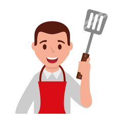 Poster - man chef with apron and spatula