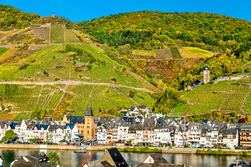 Poster - View of Zell town on the river Moselle in Germany