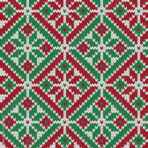 Download Winter Jacquard Knitted Seamless Pattern Traditional Green Red And White Christmas Background Beautiful Vector Illustration Buy This Stock Vector And Explore Similar Vectors At Adobe Stock Adobe Stock 3D SVG Files Ideas | SVG, Paper Crafts, SVG File