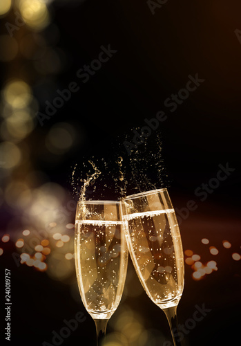 Fotografía Sparkling wine, champagne, glasses, New Year's Eve, Cheers New Year