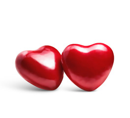 Red Hearts Isolated on White Background