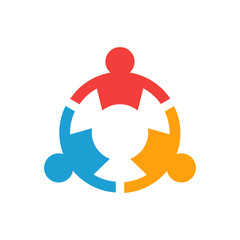 Three group of teamwork people logo design