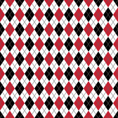 Canvas Print - Red and Black Argyle Seamless Pattern - Red, white, and black argyle design