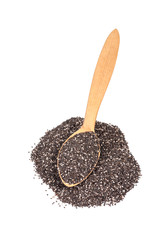 Wall Mural - chia seeds in a wooden spoon, isolated