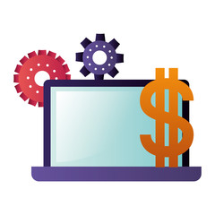 Poster - laptop computer screen with dollar symbol