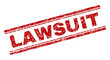 LAWSUIT seal imprint with grunge texture. Red vector rubber print of LAWSUIT title with grunge texture. Text caption is placed between double parallel lines.