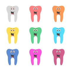 Sticker - Smiling tooth icon, Tooth logo, color set