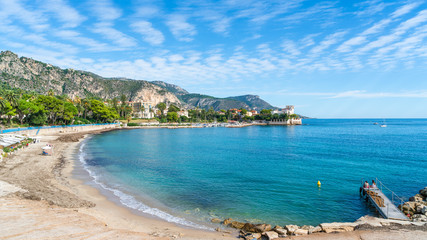 Wall Mural - landscape with amazing beach baie des fourmis, beaulieu sur mer, cote d'azur, france
