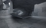Fototapeta Przestrzenne - Abstract interior of concrete . Architectural background. 3D illustration and rendering 