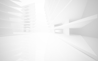  Abstract white interior of the future. 3D illustration and rendering