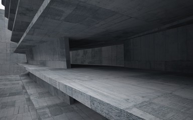  Abstract interior of glass and concrete. Architectural background. 3D illustration and rendering 