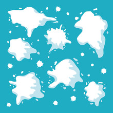 Splat Thrown Snow Balls Snowball Icon Fight Elements Winter Isolated Vector