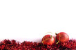 background for Christmas greetings decorated with red toys