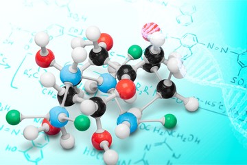 Wall Mural - Close up of Molecular structure model on background