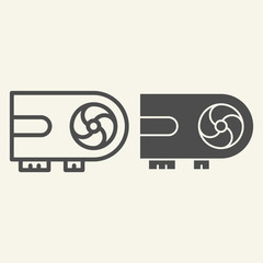 Poster - Video card line and glyph icon. Chip vector illustration isolated on white. Cooler outline style design, designed for web and app. Eps 10.