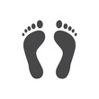 © sabelskaya - Human barefoot track monochrome silhouette vector illustration - black shape of person footprint isolated on white background. Solid pictogram of pair of cute human trace.