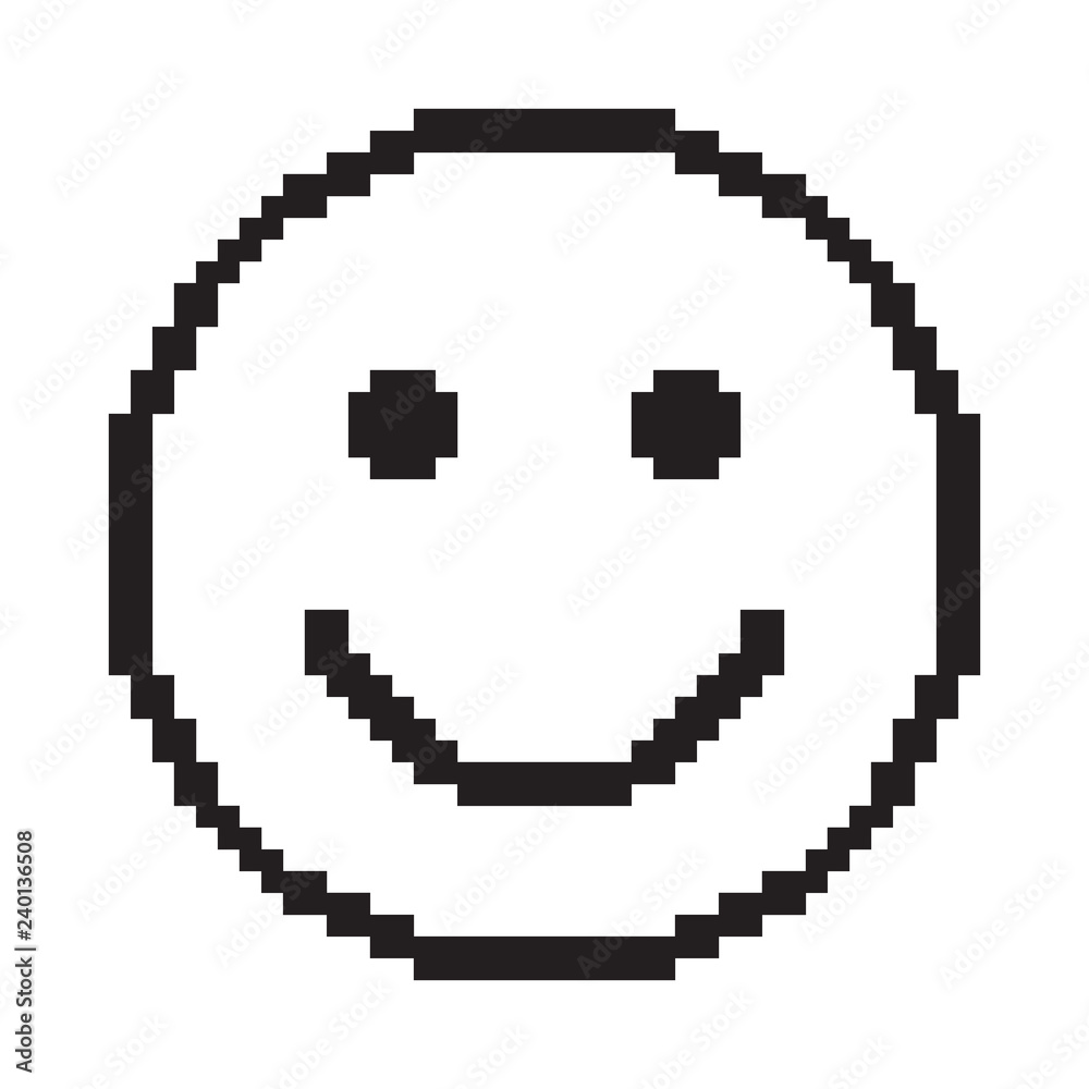 ⭐︎happy smile⭐︎ Vetor Smile icon. Happy face symbol. Pixel art. do Stock | Adobe Stock
