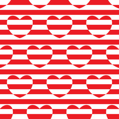 Wall Mural - Striped seamless pattern with hearts