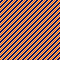 Wall Mural - Orange and Navy Stripes Seamless Pattern - Orange, white, and navy blue diagonal stripes design