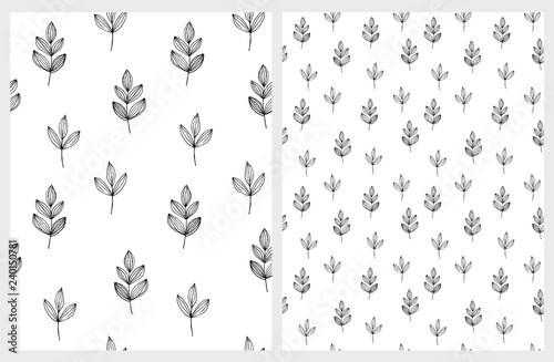 Excelent cute patterns black and white Cute Hand Drawn Abstract Twigs Vector Patterns Black And White Simple Design Floral Repeatable Hygge Style Illustration On A Background Stock Adobe